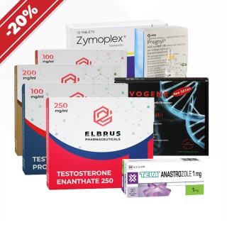 Corso di massa: pro. Enantato di testosterone, propionato di testosterone, enantato di trenbolone, ormone della crescita, drostanolone, gonadotropina e anastrozolo.